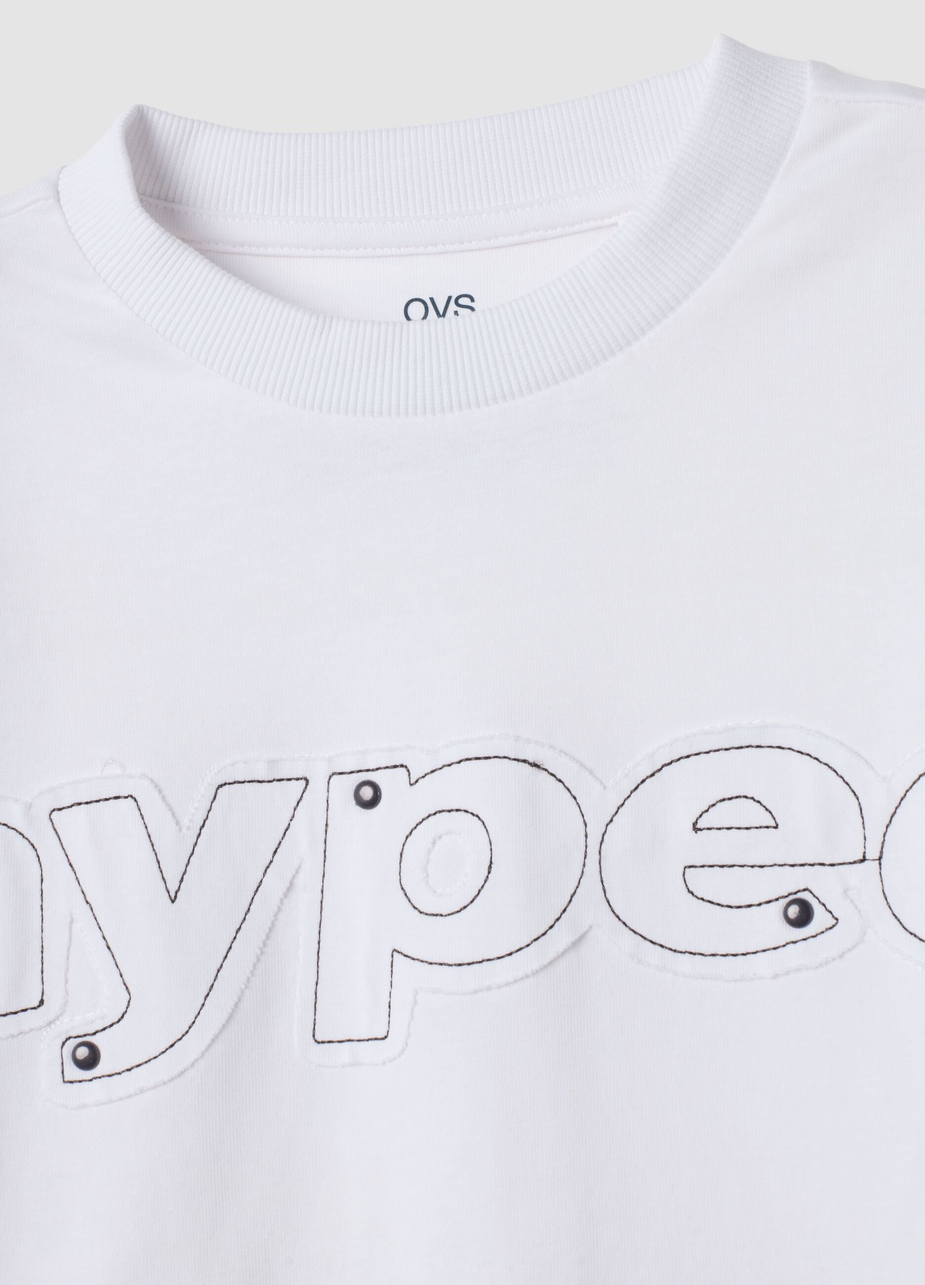 White pure cotton oversized T-shirt with printed lettering