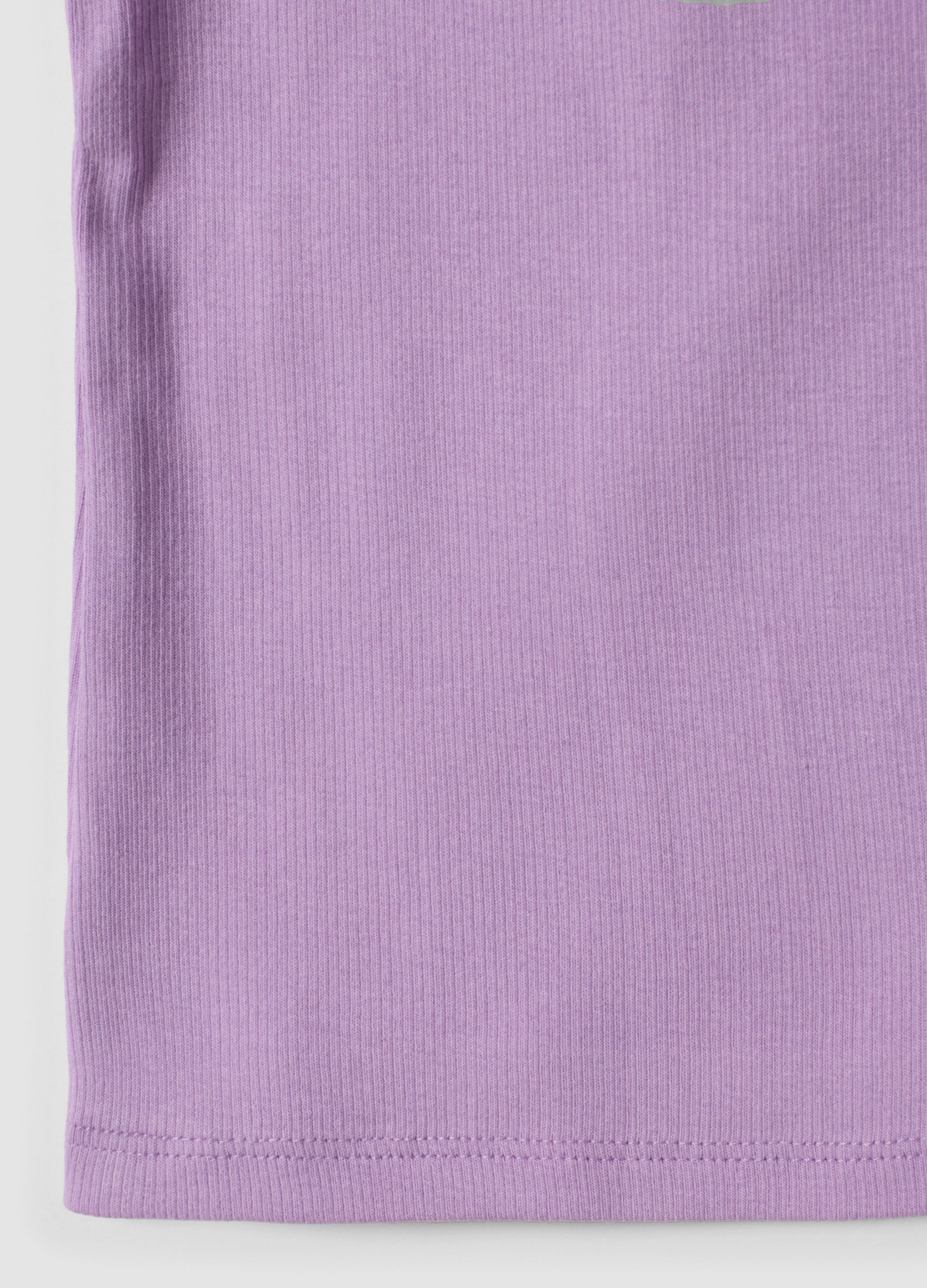 Purple fitted stretch cotton vest top with appliqu&eacute; flower for girls