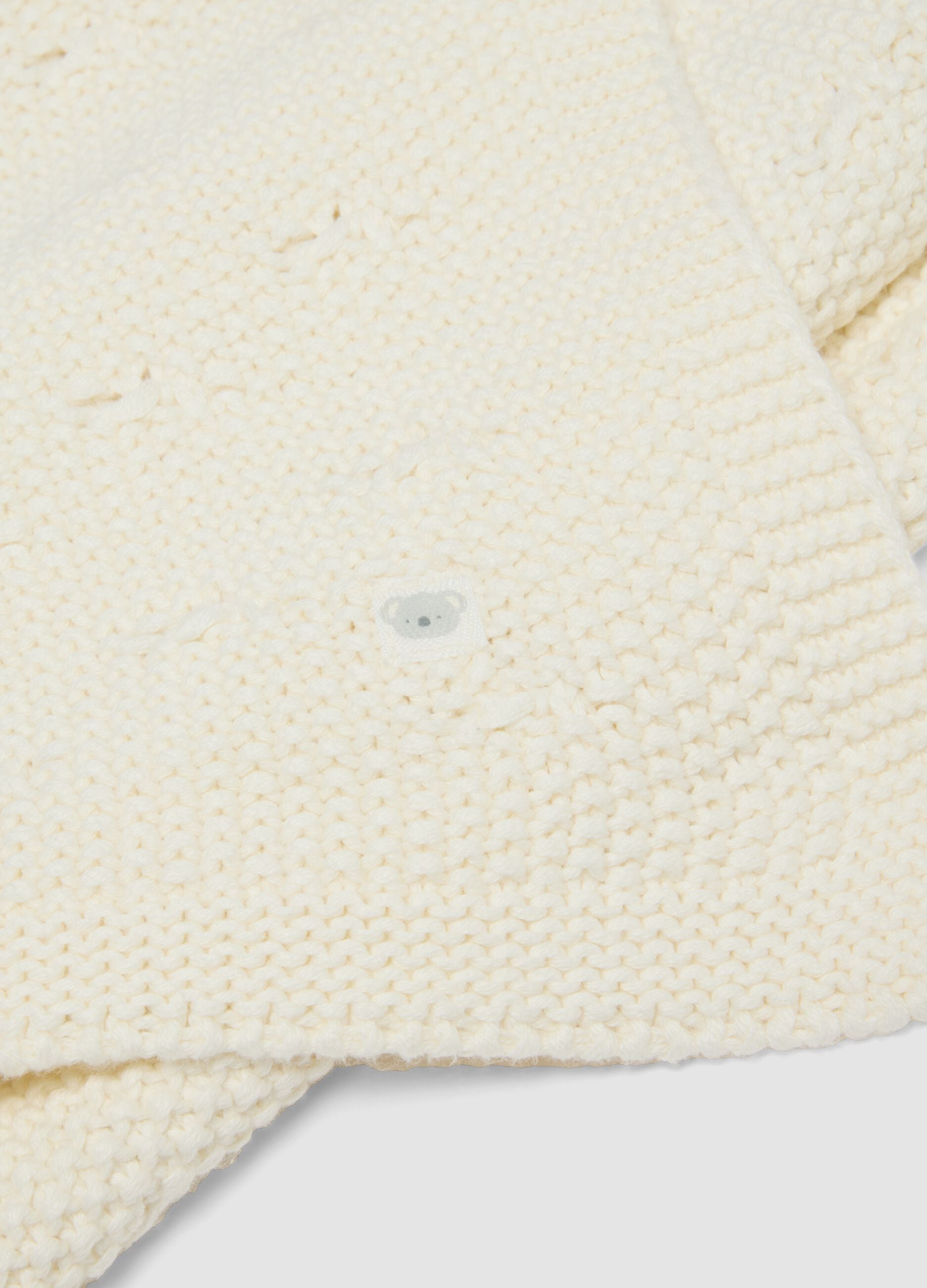 Weisse Babydecke aus reiner Bio-Baumwolle, gestrickt