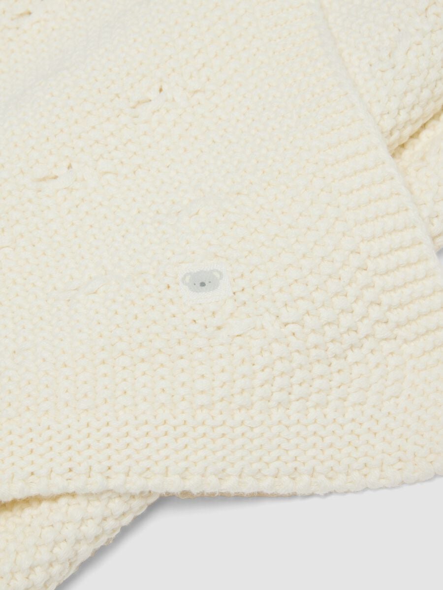 Weisse Babydecke aus reiner Bio-Baumwolle, gestrickt_1