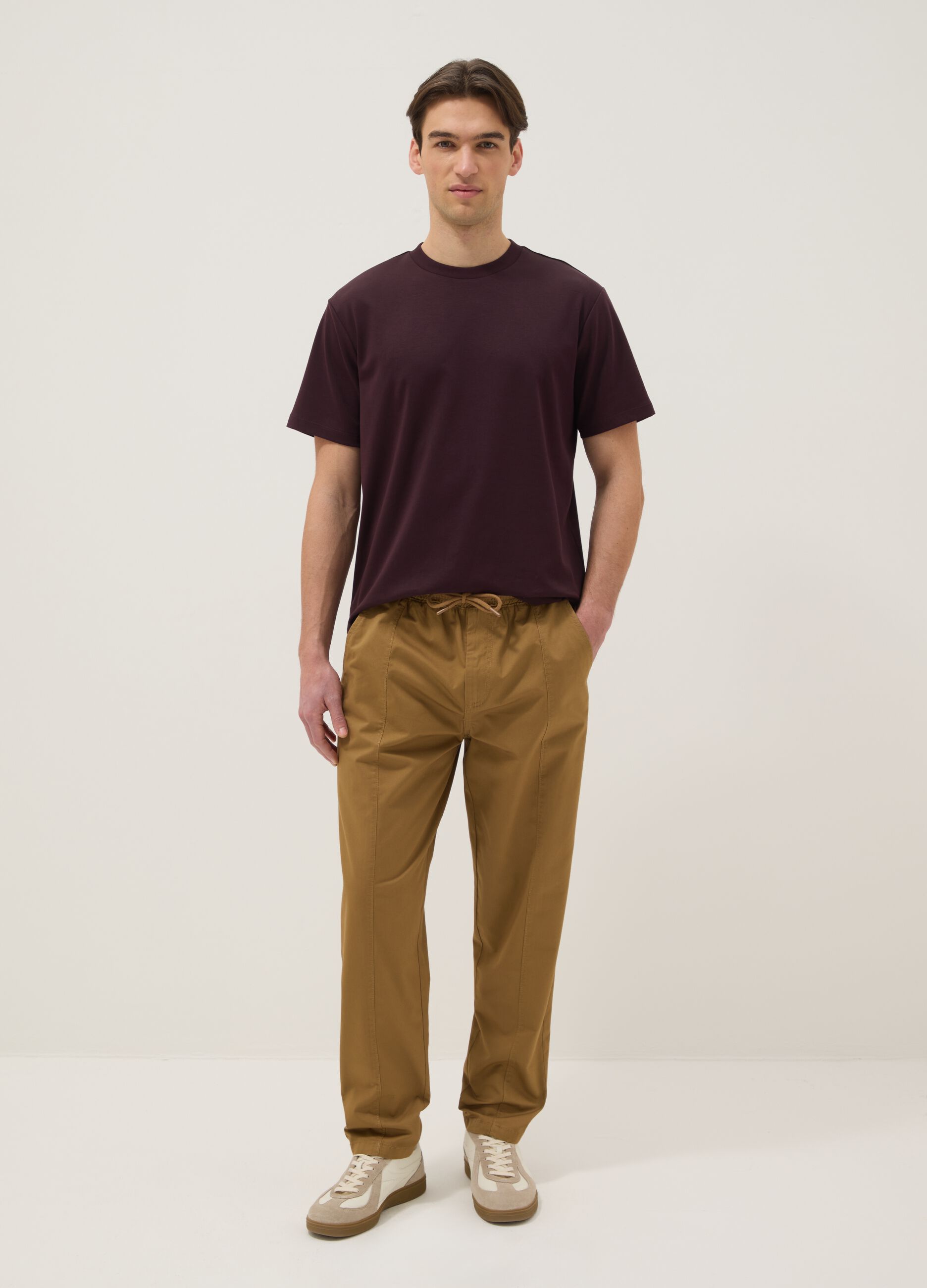 Slim fit brown cotton chinos