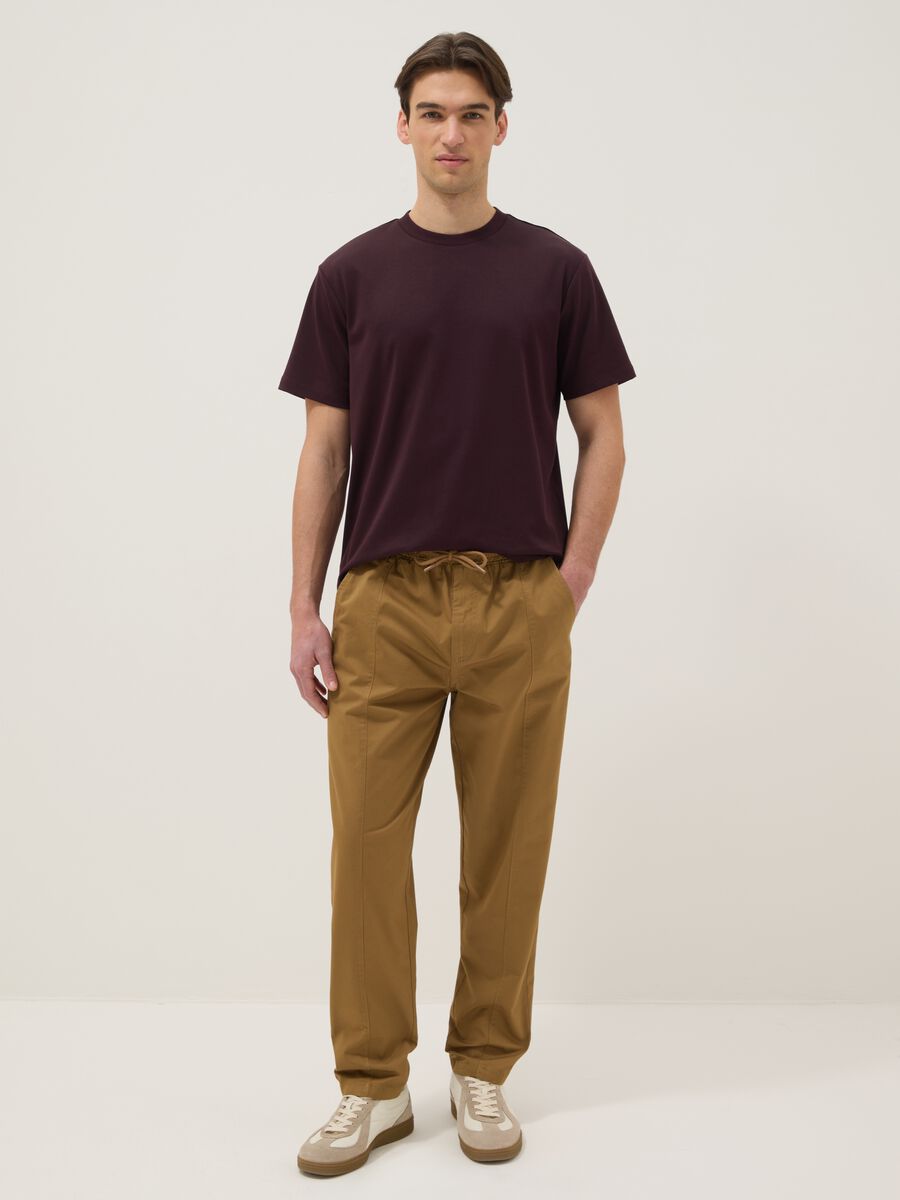 Slim fit brown cotton chinos_0