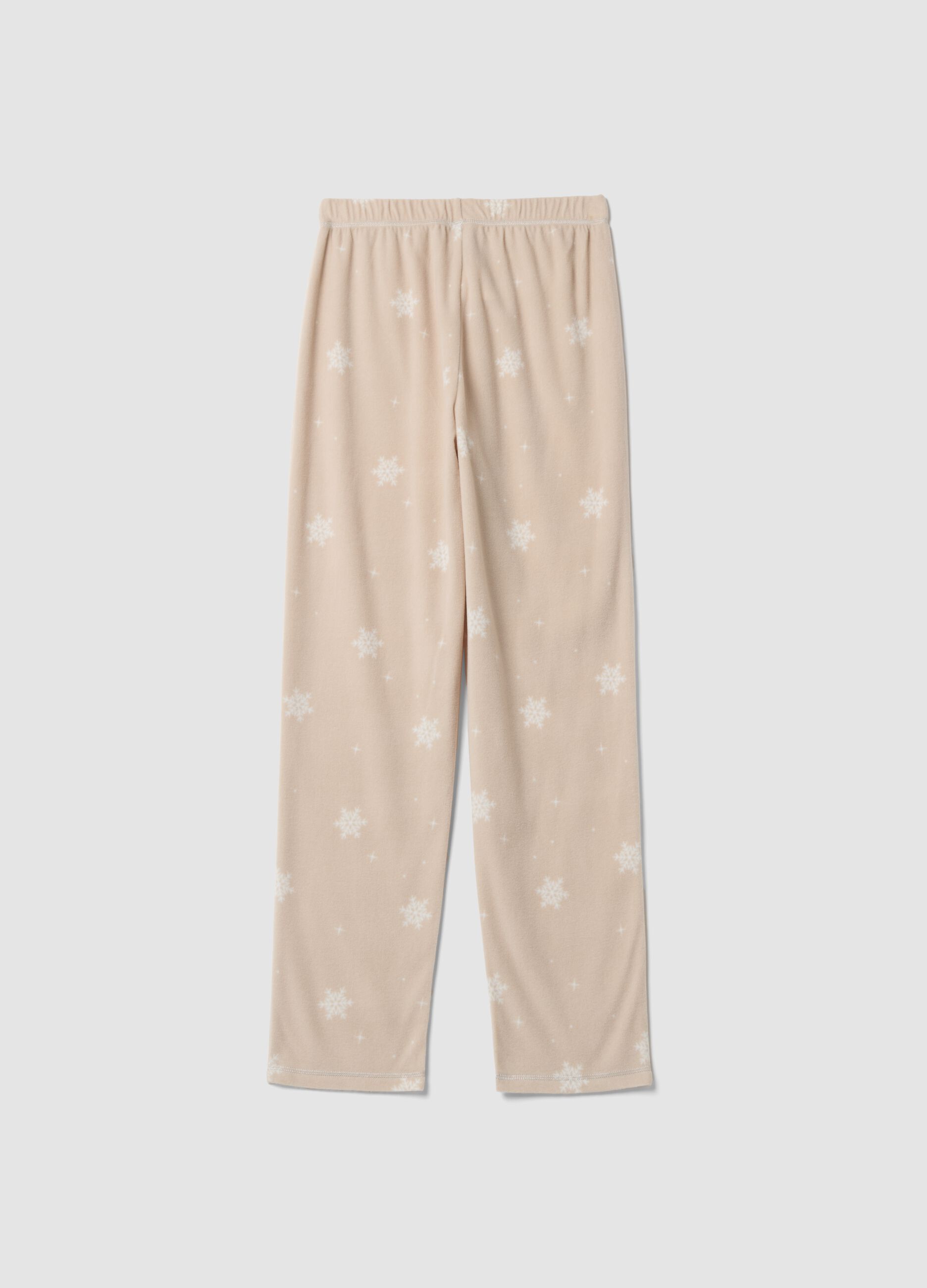 Beige marl regular-fit pyjama trousers with snowflake print