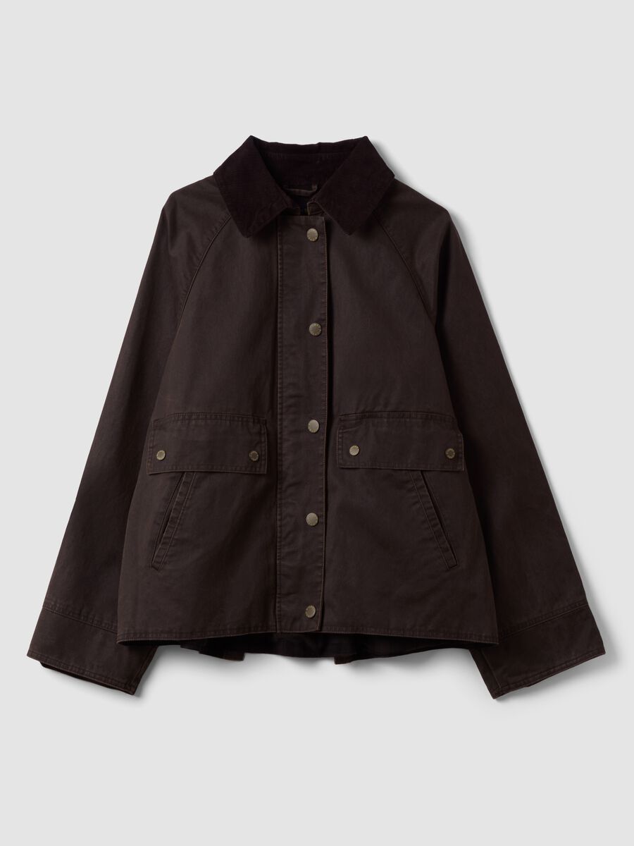 Brown cotton-blend parka with velvet collar_0