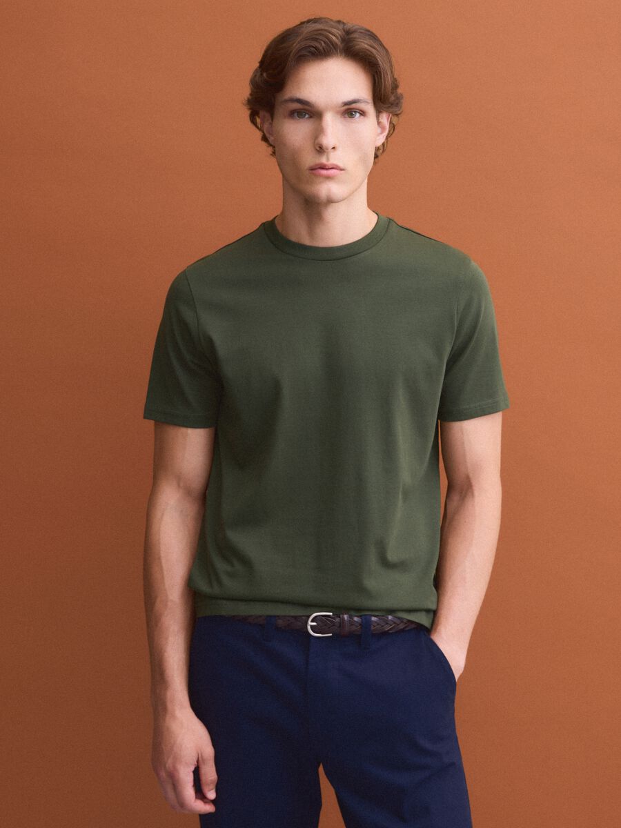 Green Supima Cotton Crew-Neck T-Shirt, Regular Fit_0