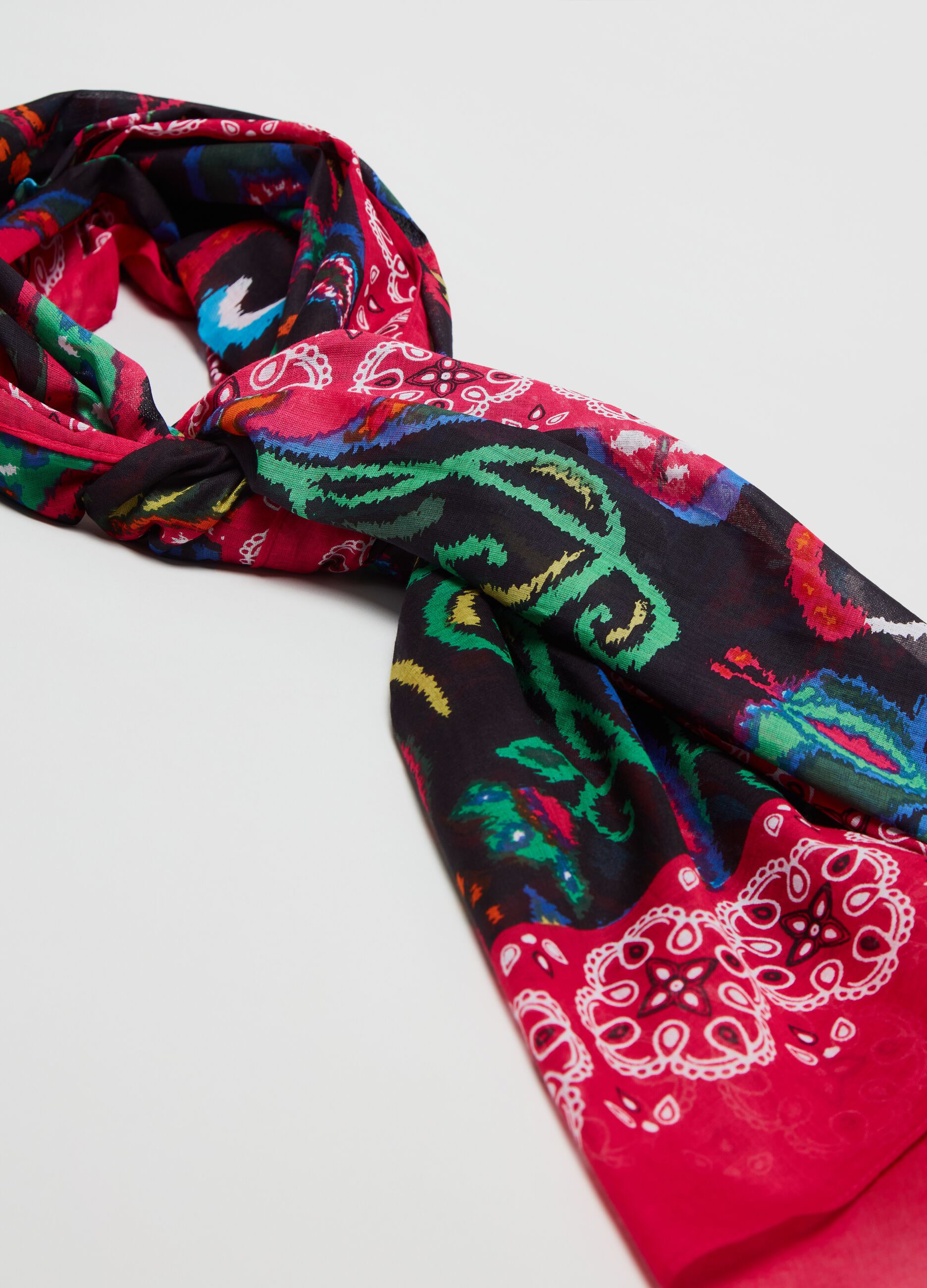 Tie dye scarf with paisley print