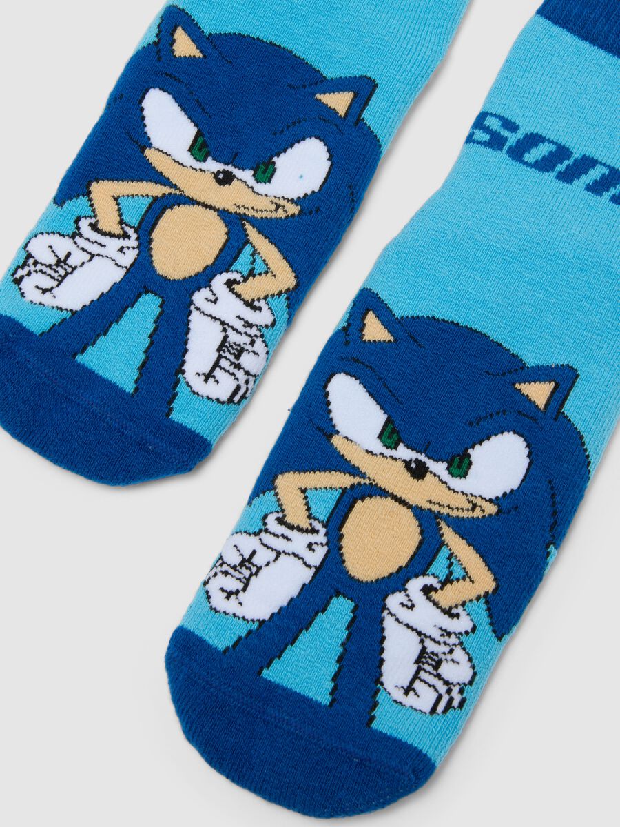 Multicolour stretchy cotton ankle socks for kids with Sonic_1