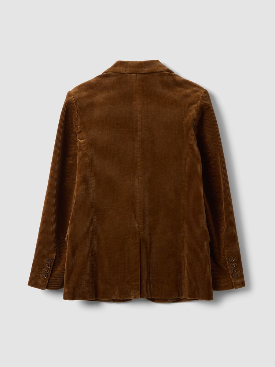 Brown stretch-cotton blazer with ribbed lining and classic lapels_2