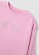 Pink pure cotton crew-neck sweatshirt with heart print for girls_3