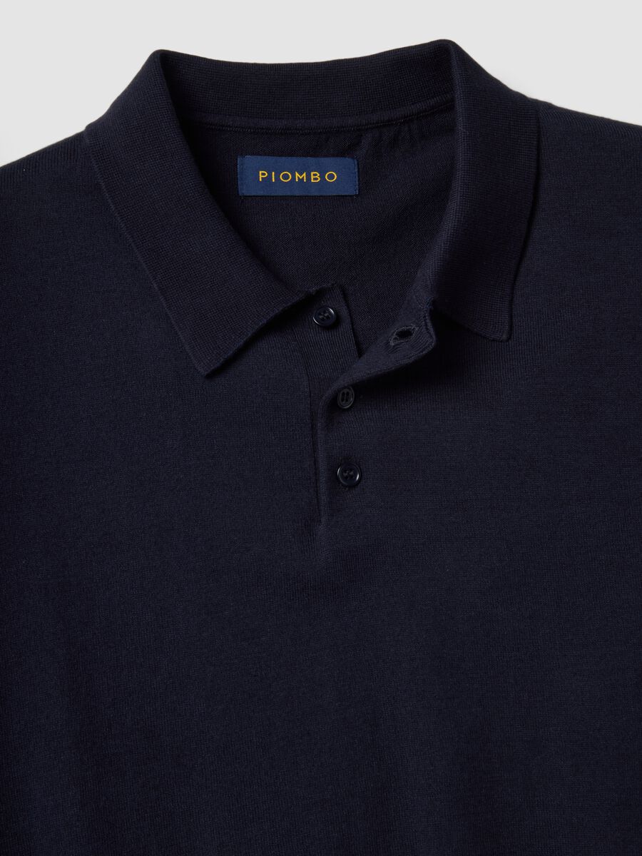 Regular fit blue polo in cotton, linen and silk blend_1