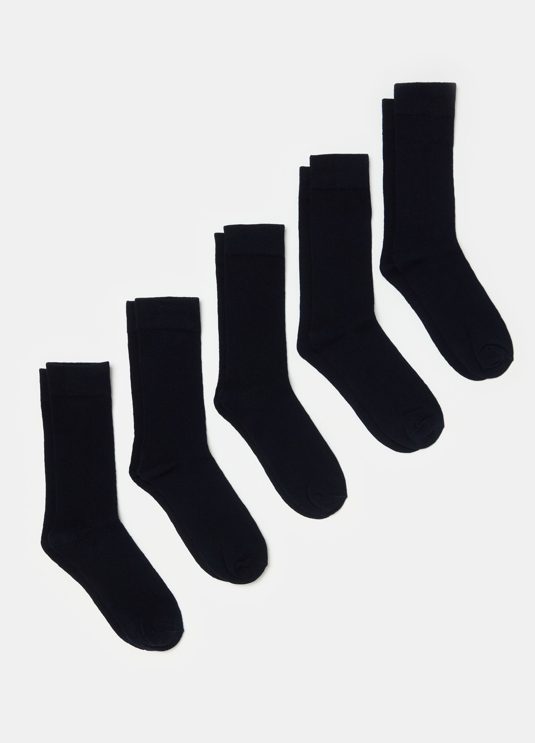Five-pair pack mid-length stretch socks