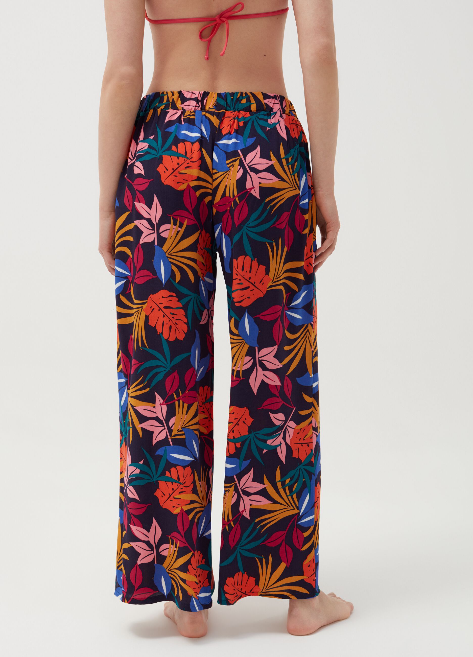 Beach cover-up trousers in viscose