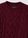 Burgundy red crew-neck cable-knit wool-blend jumper, regular fit_1