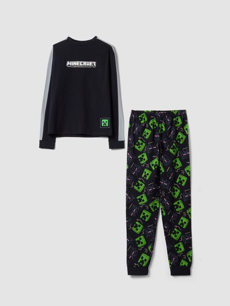 Schwarzer Minecraft-Pyjama aus reiner Bio-Baumwolle mit Print_0
