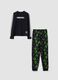 Schwarzer Minecraft-Pyjama aus reiner Bio-Baumwolle mit Print_0