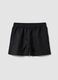 Schwarze Shorts aus Leinen-Viskose-Mix mit elastischem Bund, Regular Fit_0