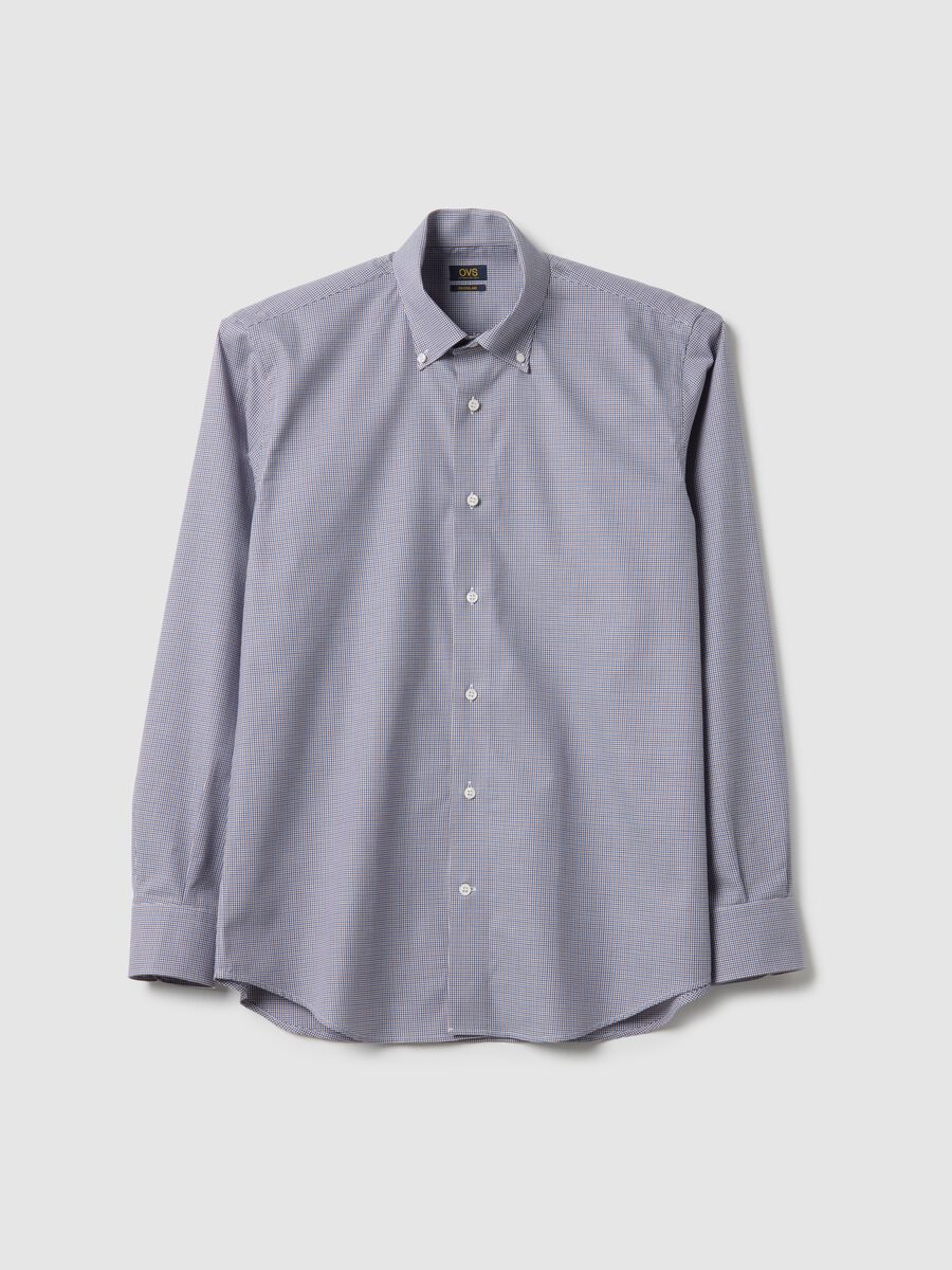 Grey pure cotton micro-check regular fit shirt_4