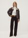 Pantaloni marroni in cotone elasticizzato a coste straight fit_0