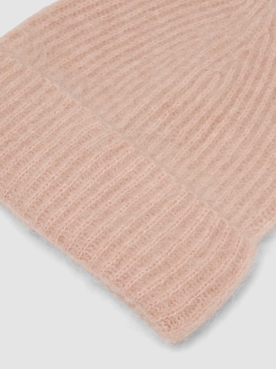 Pink mohair and stretch wool beanie_1