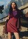 Bordeauxfarbenes Mini-Kleid aus Viskose-Leinen-Mix, Regular Fit_0