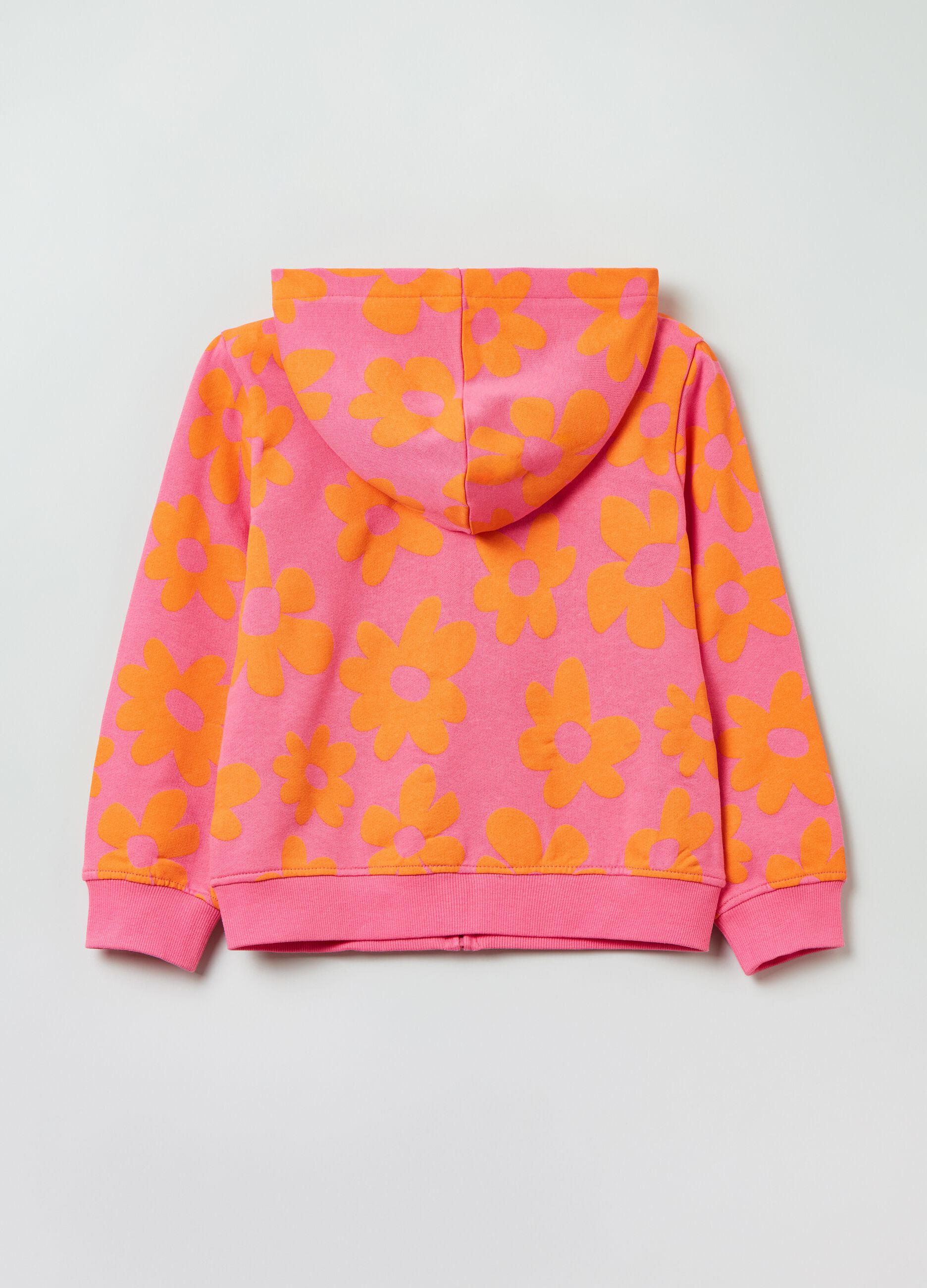 Cotton full-zip sweatshirt with print