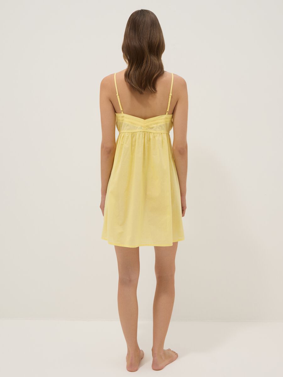 Yellow organic cotton nightdress with thin straps_3