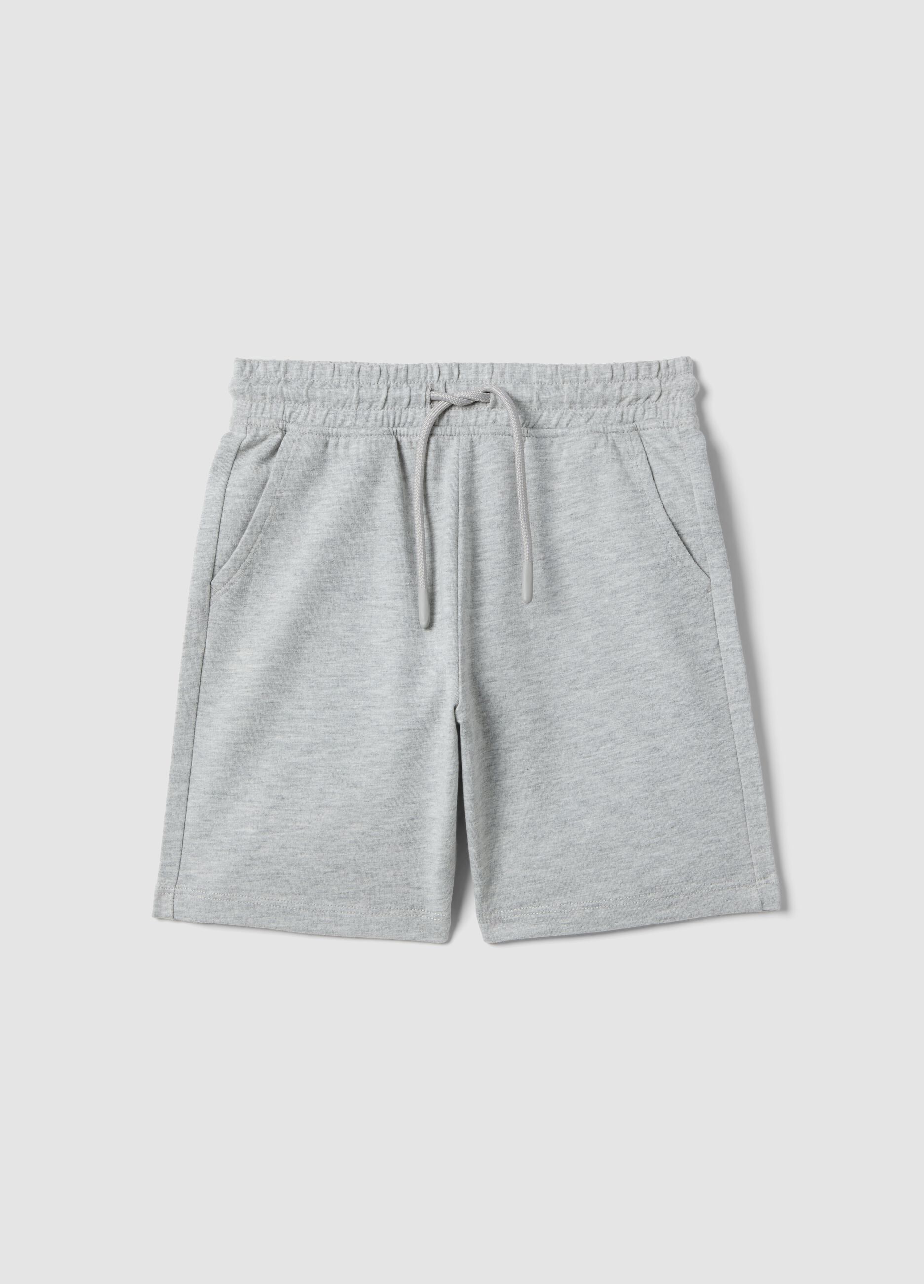 Grey pure cotton kids&rsquo; shorts, regular fit
