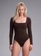 Body marrone in tessuto elasticizzato traspirante con scollo ampio ALTAVIA STUDIO_1