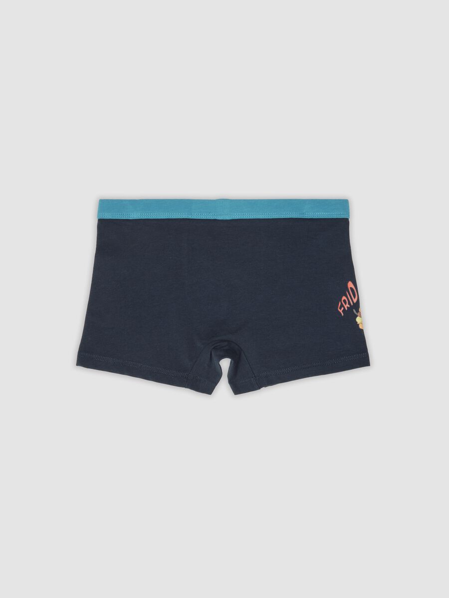 Boxer midi blu in cotone organico elasticizzato con stampa hamburger_1