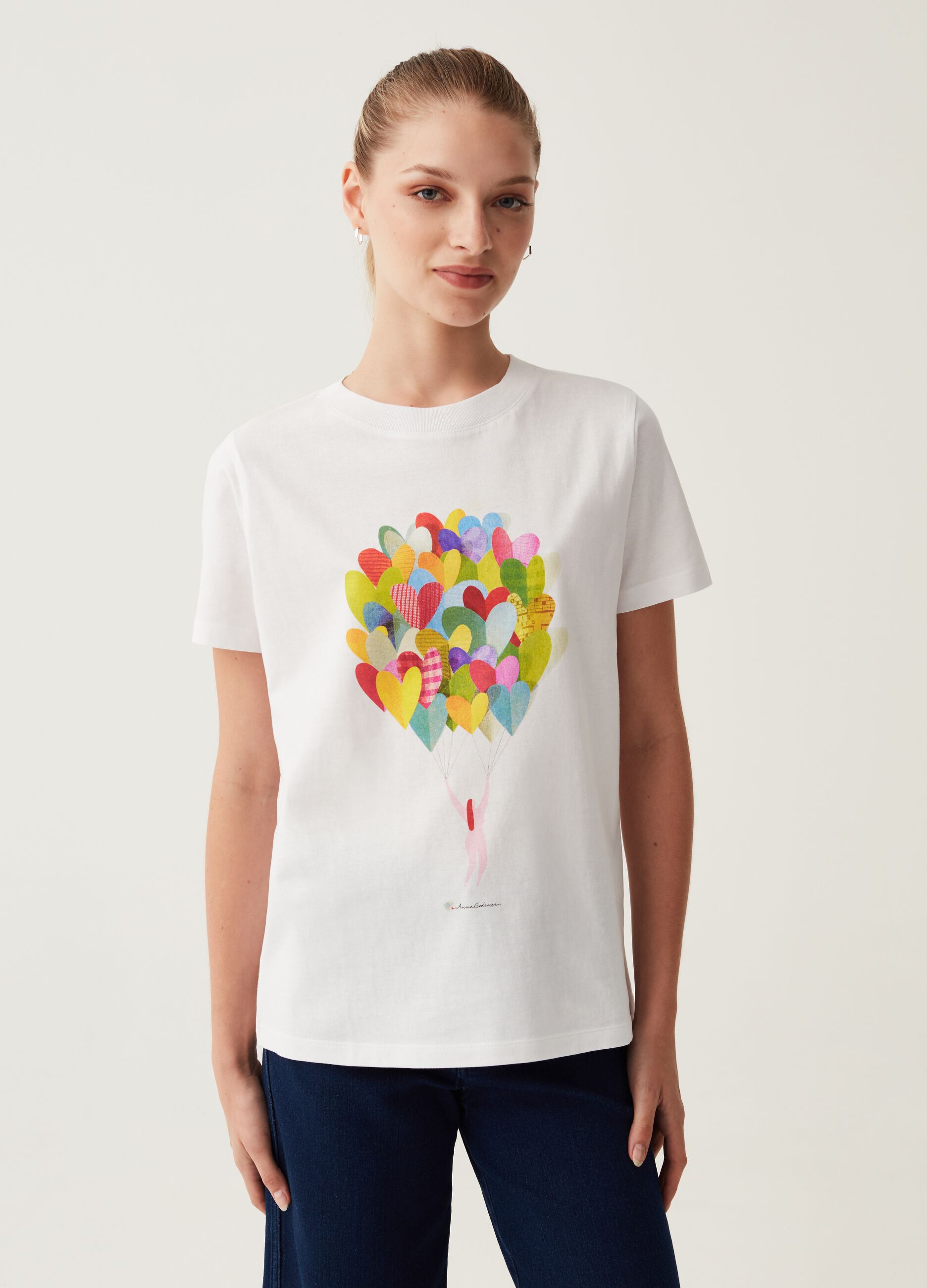 Cotton T-shirt with Anna Godeassi print_0