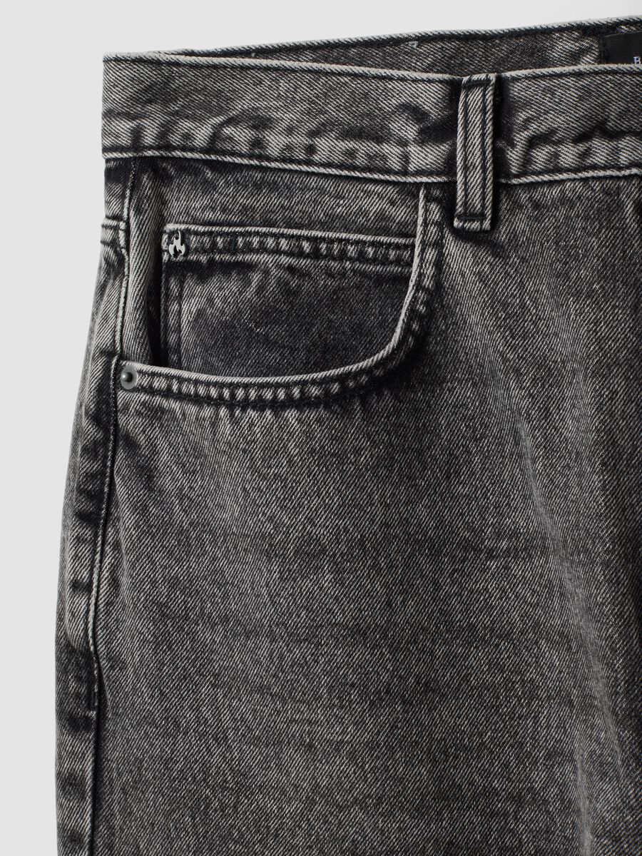 Jeans de ganga cinzentas de corte flare em puro algod&atilde;o_6