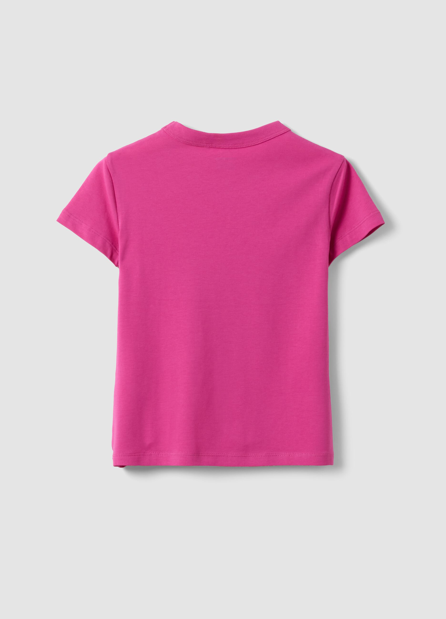 Girls&rsquo; Pink Stretch Cotton T-Shirt, Regular Fit