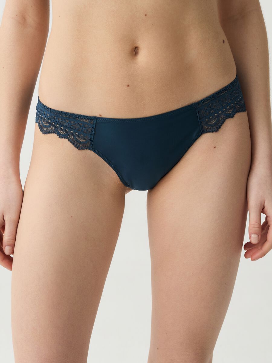 Mernet Navy Blue Organic Cotton low waist briefs, Women's underwear thongs  & Briefs