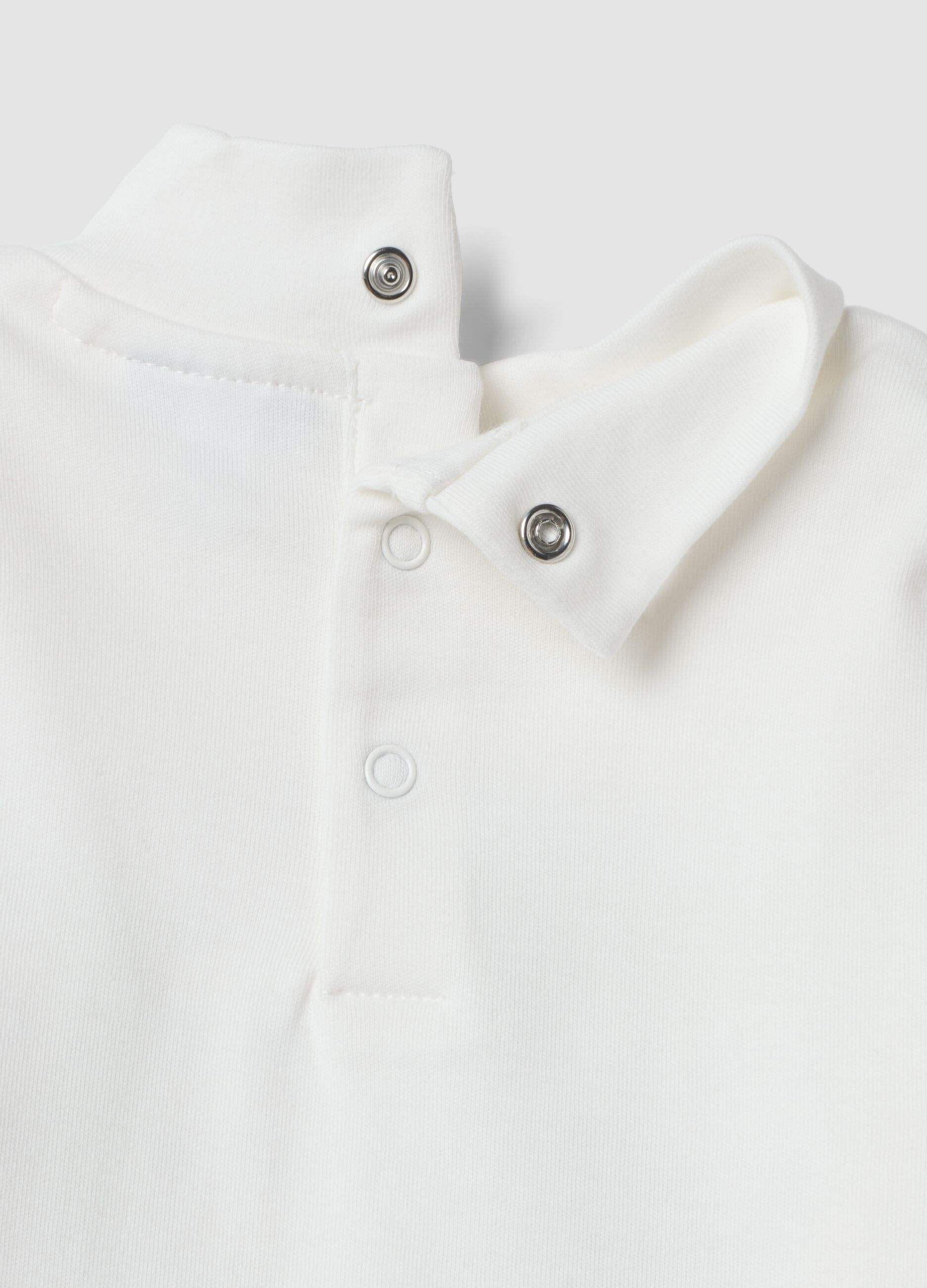 White pure organic cotton T-shirt with high neck
