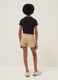 Beige Shorts aus reiner Bio-Baumwolle f&uuml;r M&auml;dchen mit elastischem Bund_1
