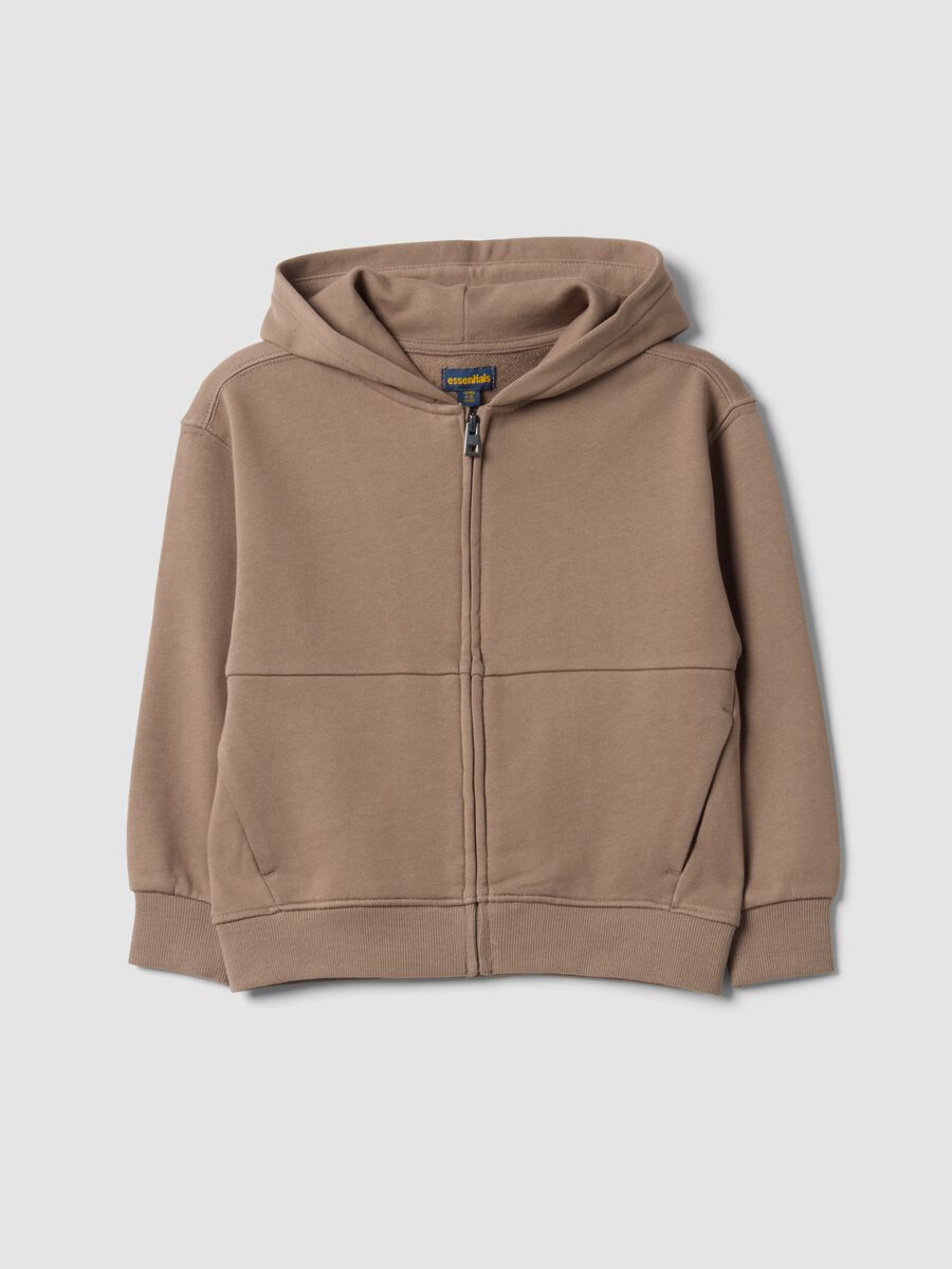 Grey hooded sweatshirt in 100% organic cotton, oversized fit, for boys_0