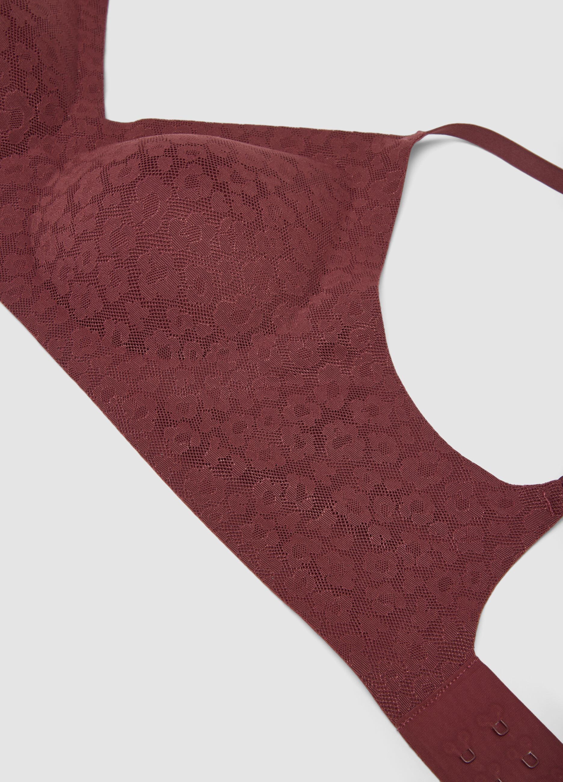 Suti&atilde; bralette vermelho em tecido el&aacute;stico com renda