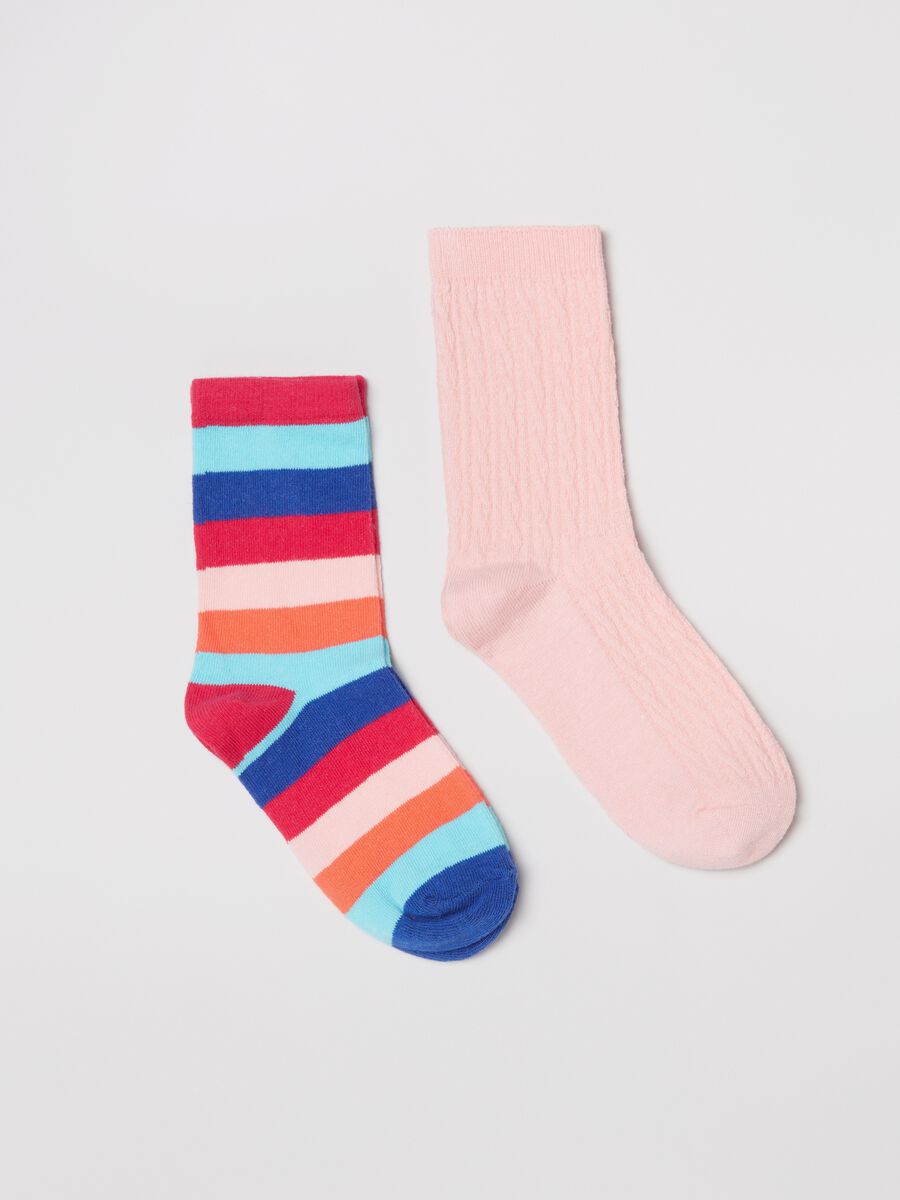 Two-pair pack short socks with stripes_0