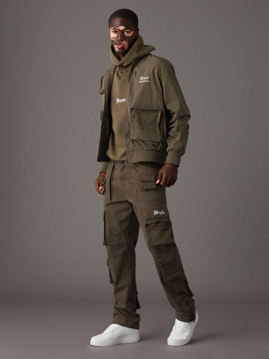 Military Green Multipocket Cargo Trousers_0