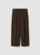 Brown cotton blend straight fit trousers_0