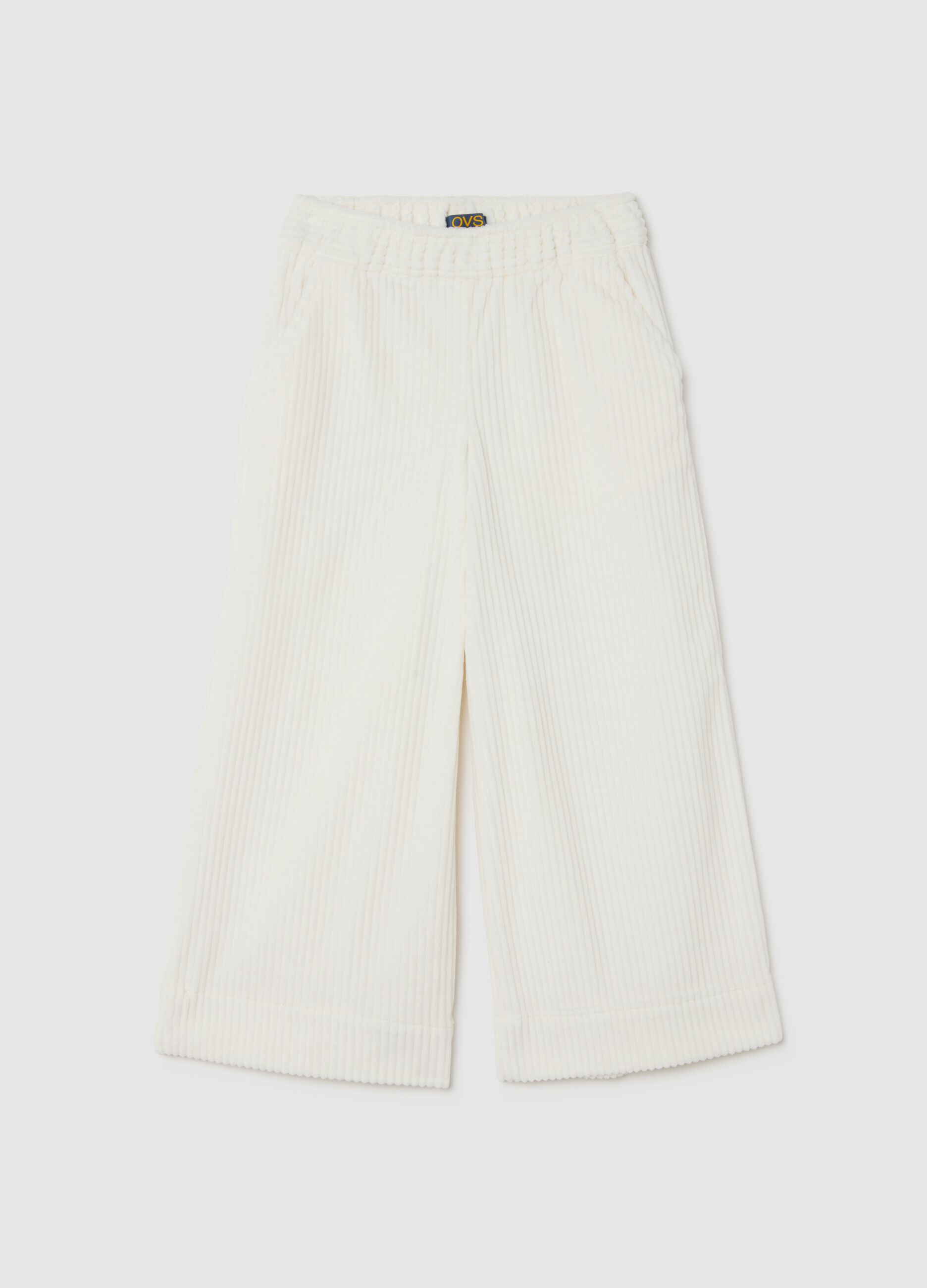 White regular-waist trousers in fabric blend