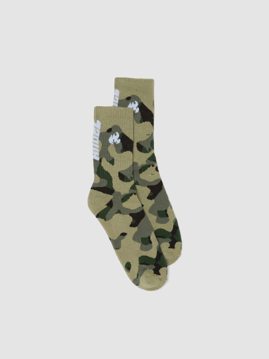 Chaussettes de sport vertes en coton stretch camouflage_0