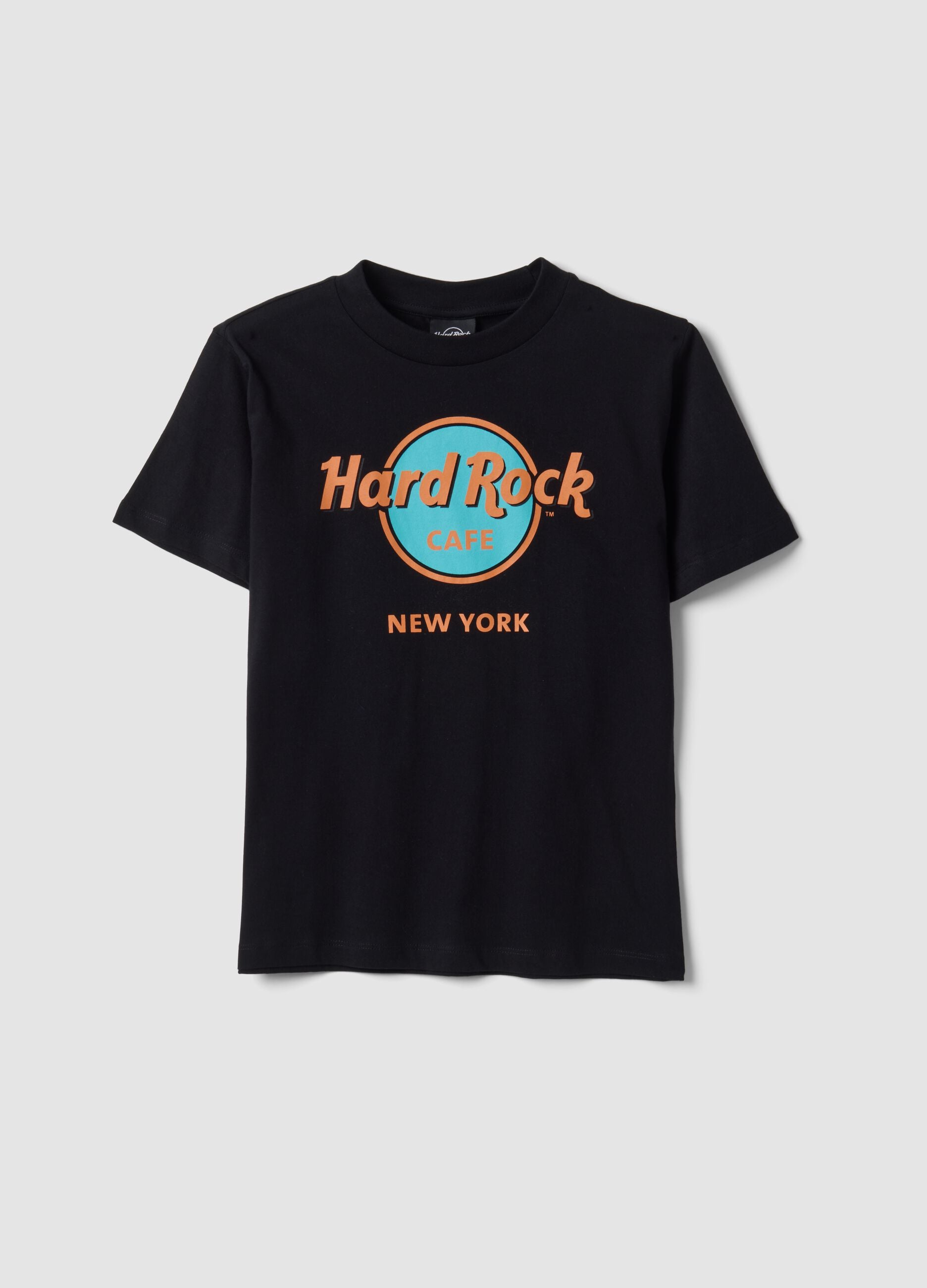 Schwarzes T-Shirt aus reiner Baumwolle mit Hard Rock Cafe Print, Regular Fit