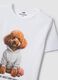 T-shirt bianca in puro cotone jersey e stampa cagnolino regular fit_2