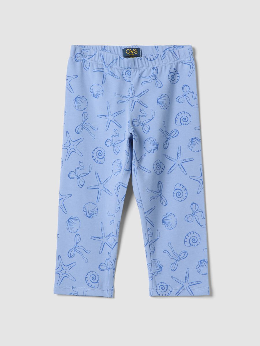 Leggings skinny azul-claro em algod&atilde;o el&aacute;stico para menina com estampados_0
