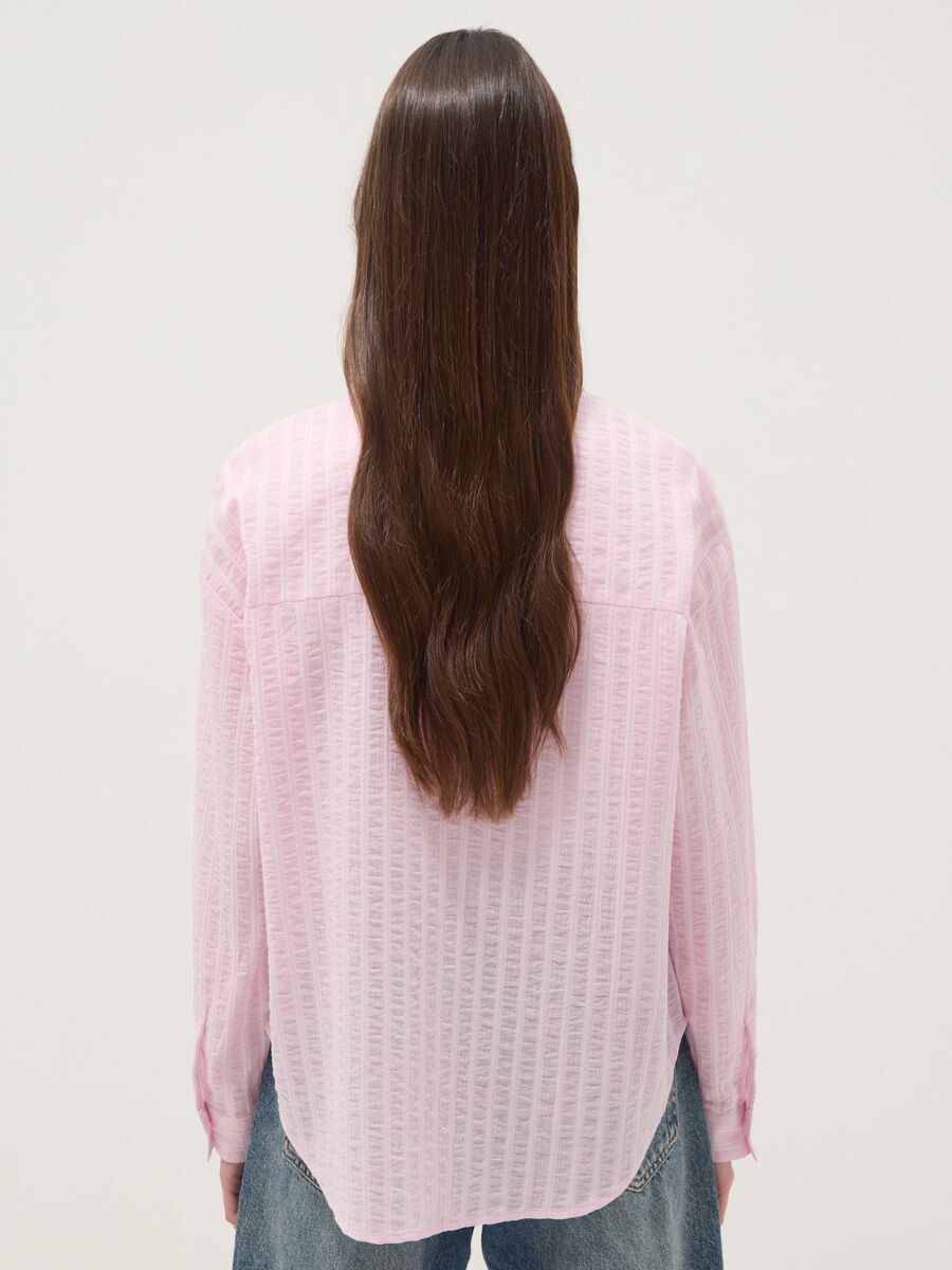 Multicolour stripe pure cotton oversized fit shirt_3