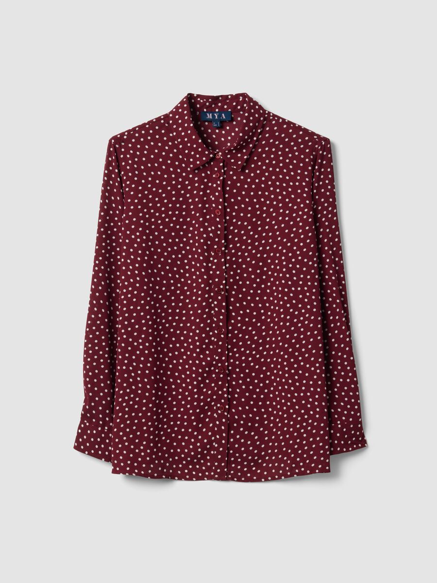 Red polka dot shirt with classic collar, regular fit_4