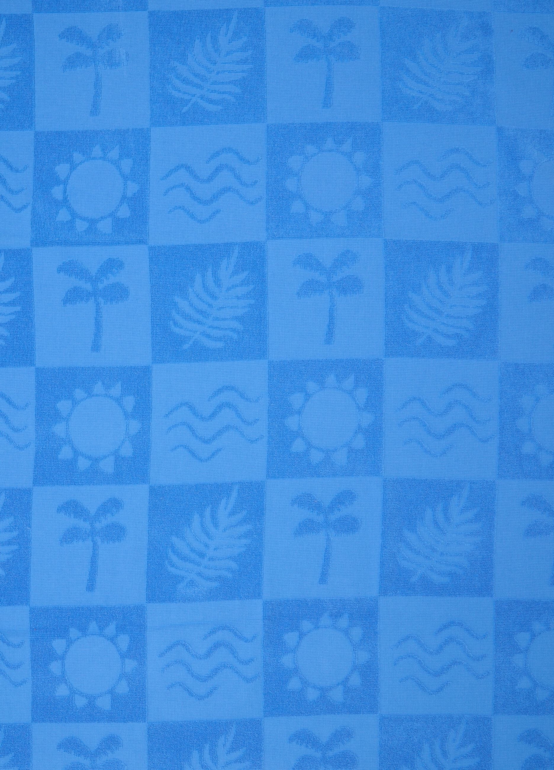 Hellblaues Strandtuch aus reiner Baumwolle im Jacquard