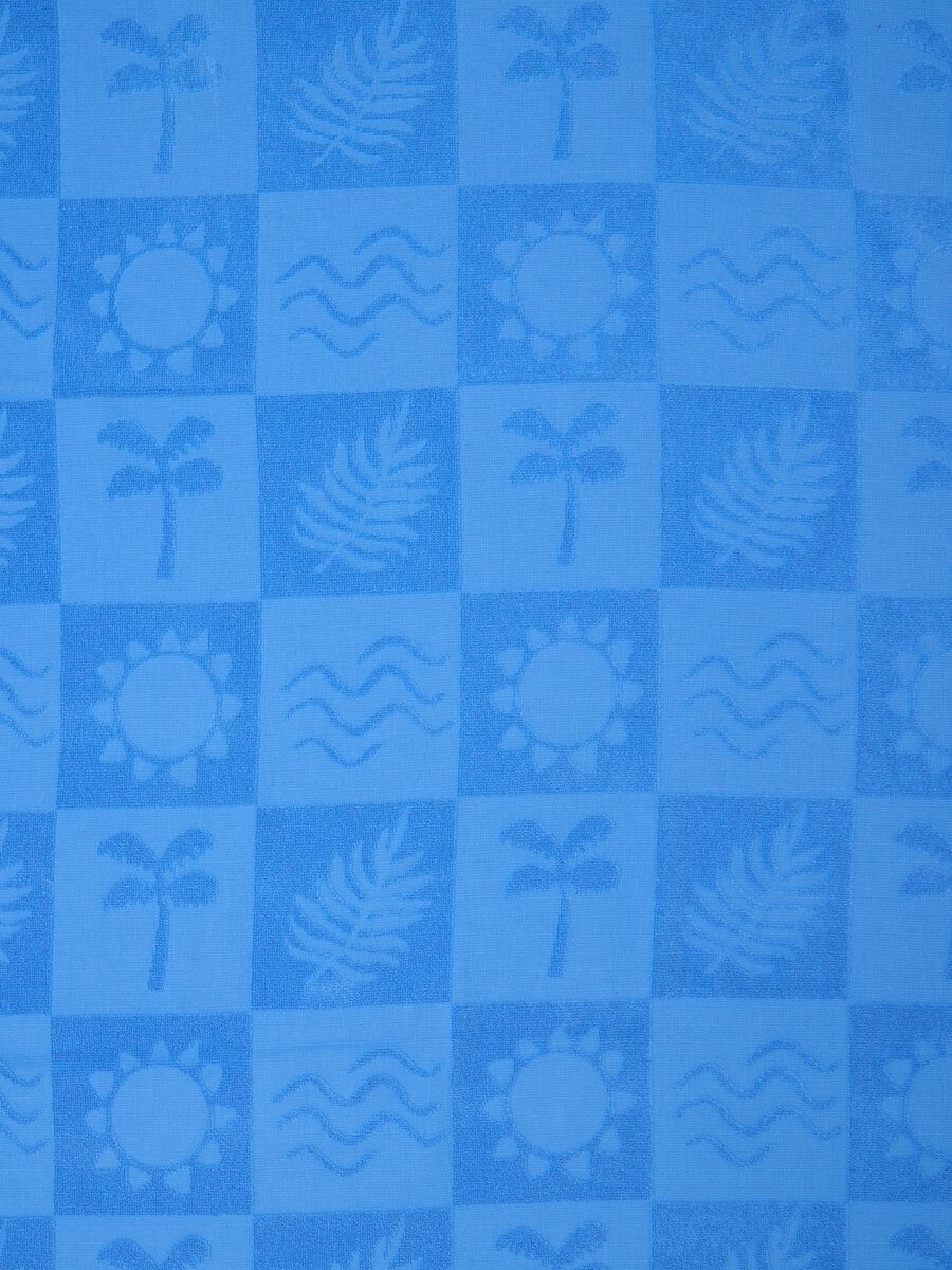 Hellblaues Strandtuch aus reiner Baumwolle im Jacquard_2