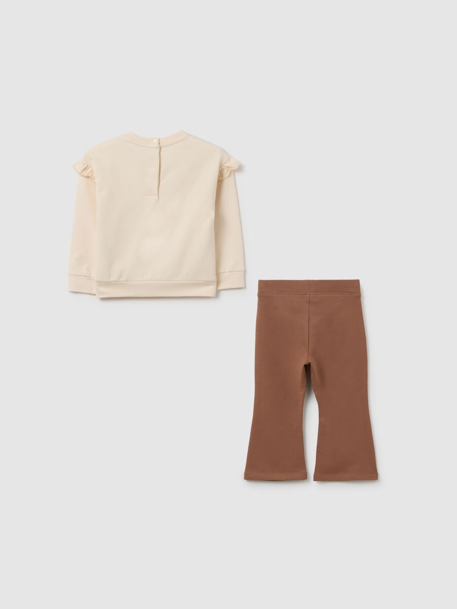 Multicolour cotton blend sweatshirt and trouser set for girls with regular fit_1